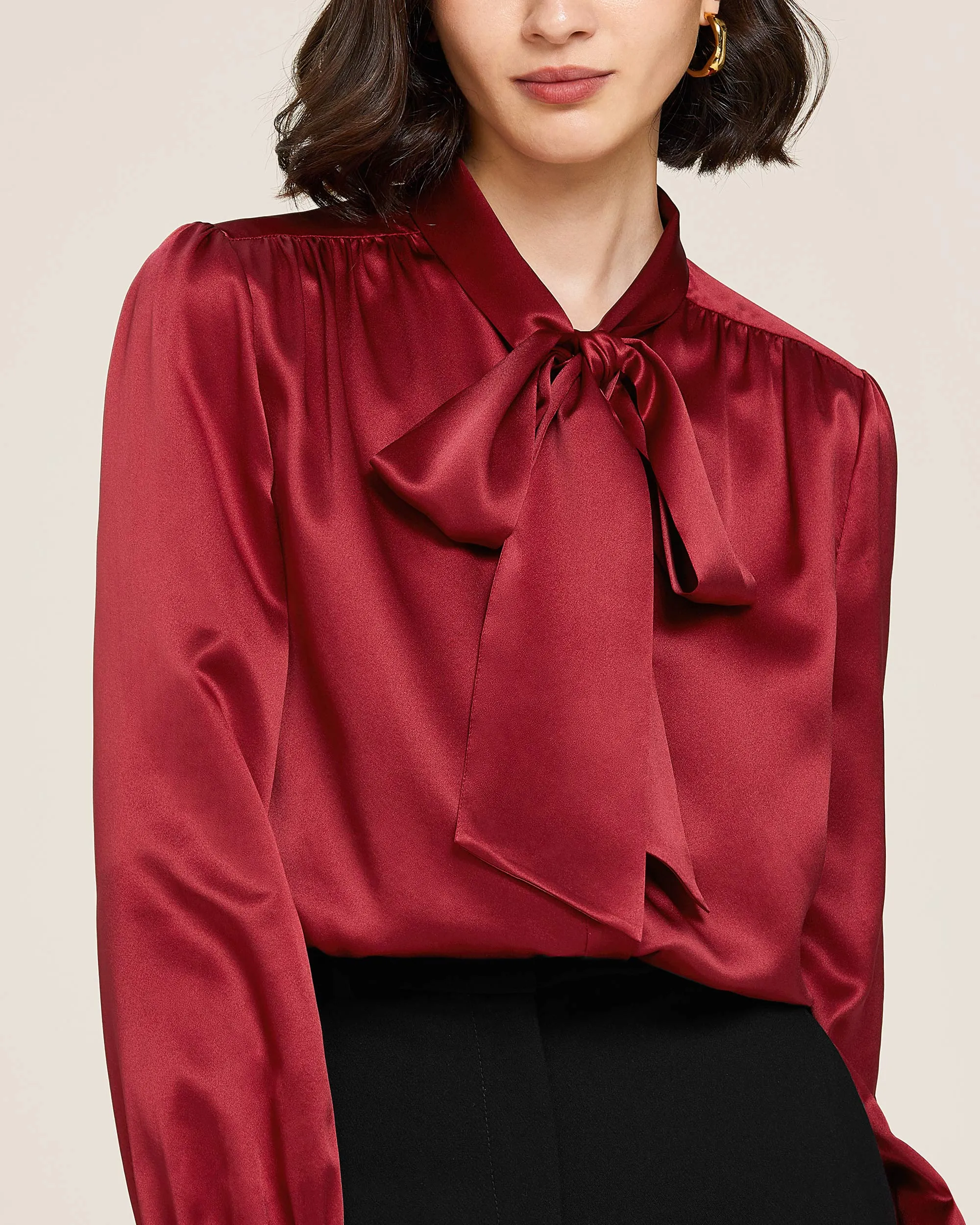 22MM Bow-tie Neck Silk Shirt