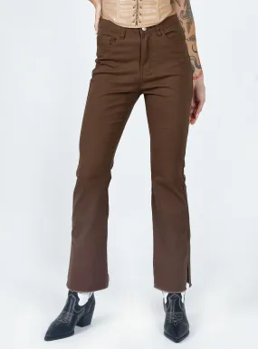 Aalia Wide Leg Denim Jeans Brown