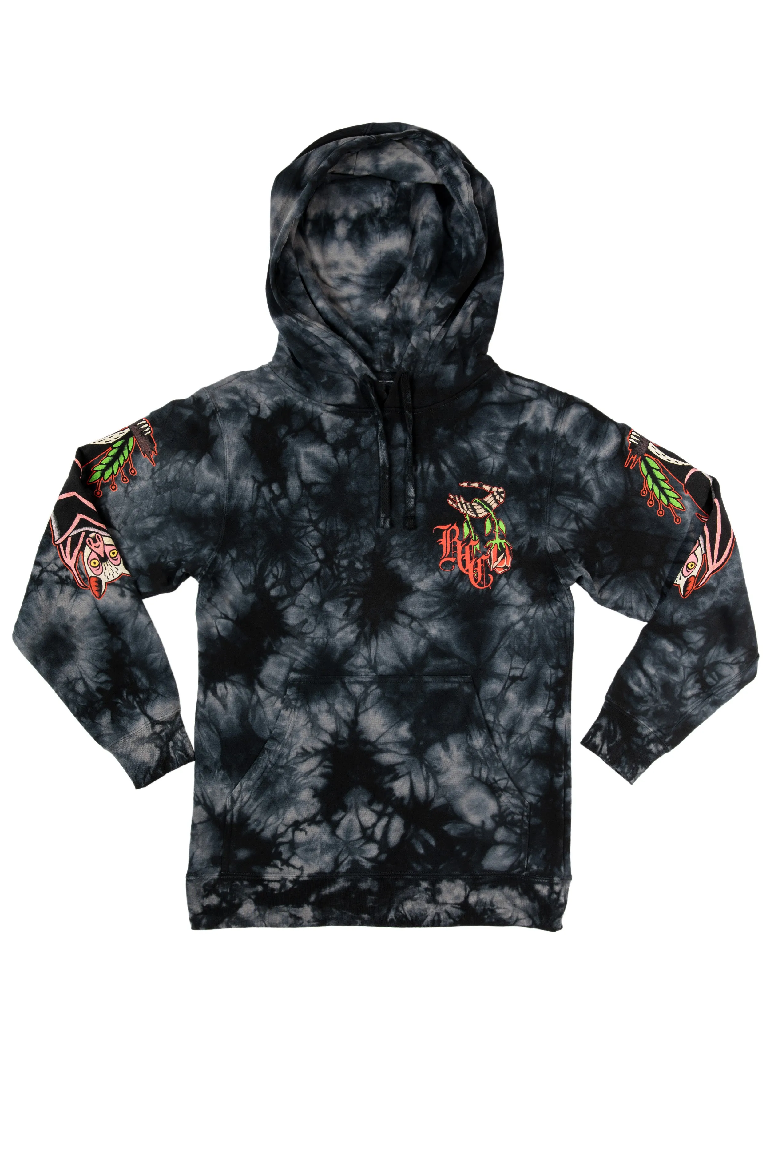 Bats Roost - Black Tie Dye Hooded Pullover