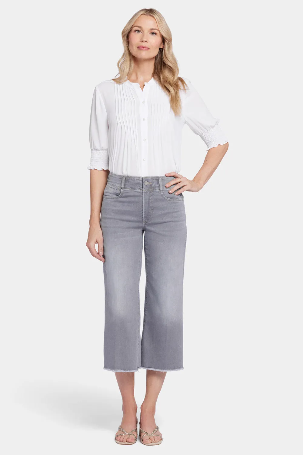 Brigitte Wide Leg Capri Jeans - Rock Sand