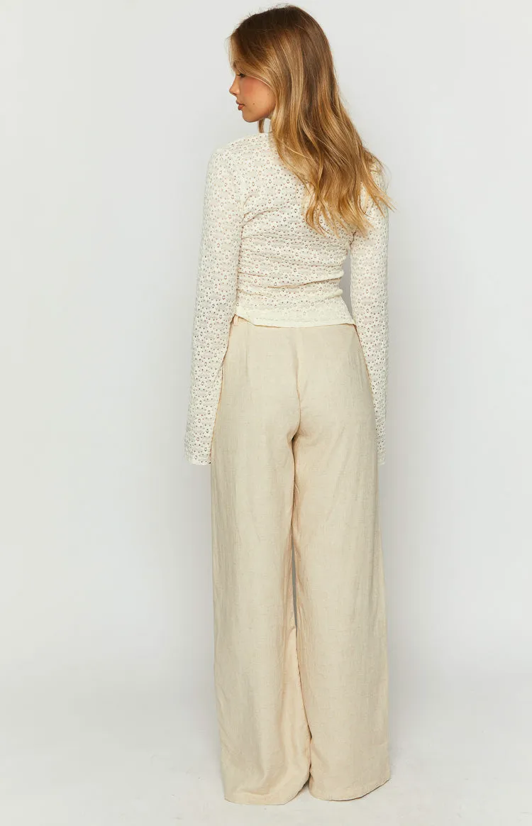 Cabo Cream Linen Blend Pants