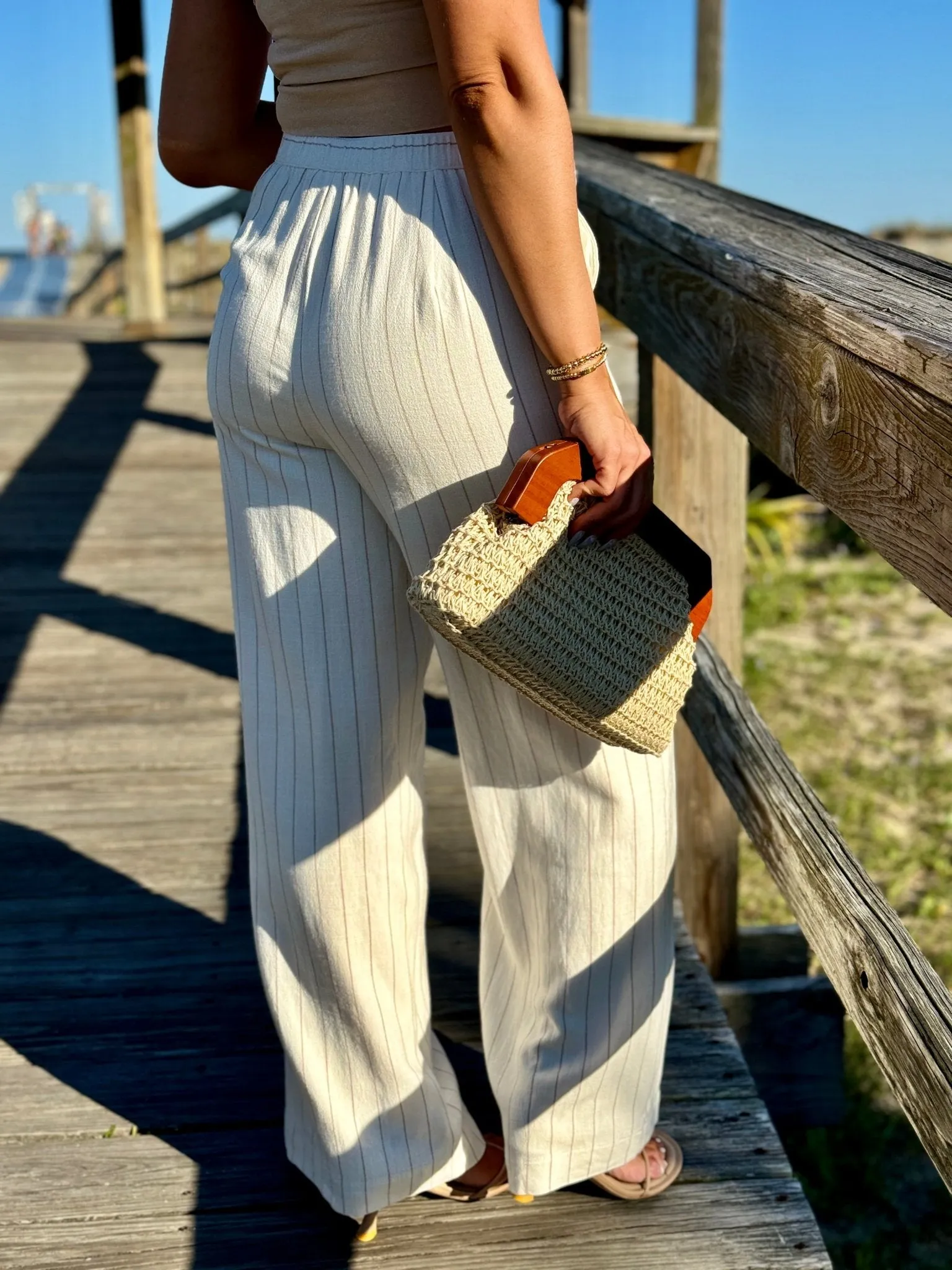 Cortez Pinstripe Pant (White Sand) by Z Supply