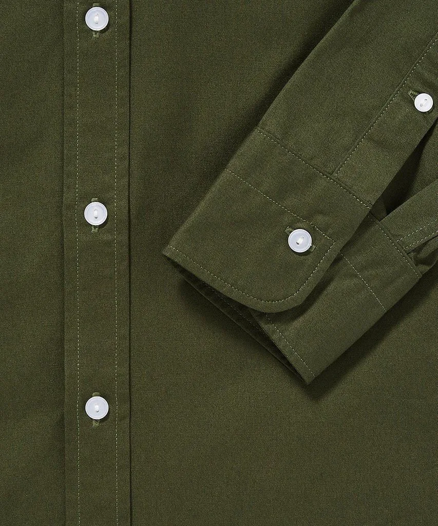 Cotton Button Down Shirt - Olive Green