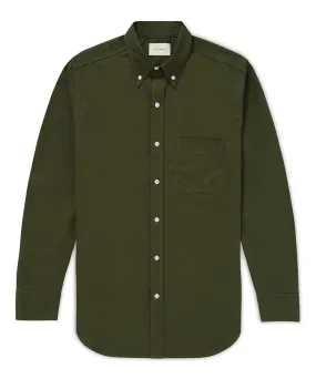 Cotton Button Down Shirt - Olive Green