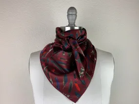 CR Burgundy Feather Silk Scarf