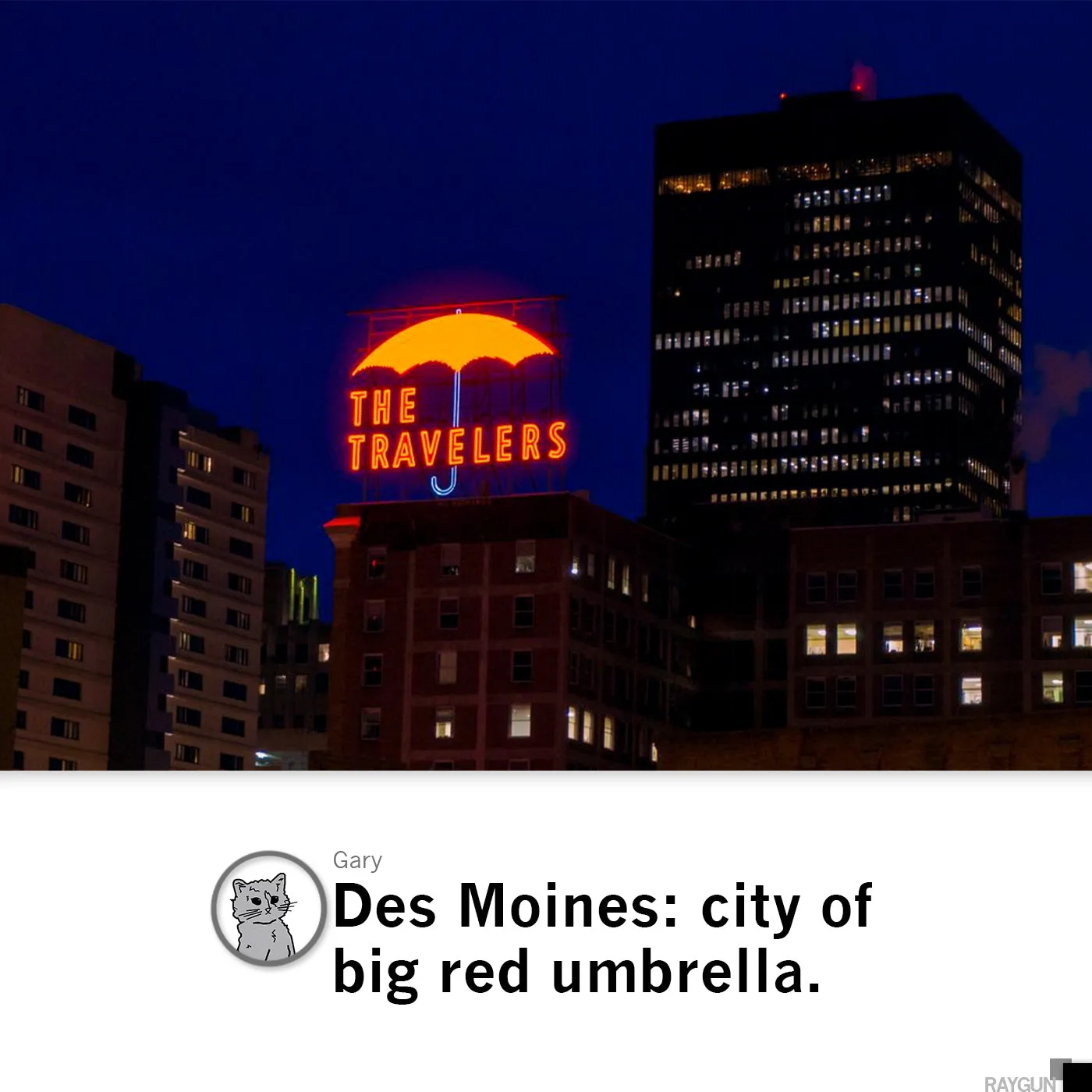 Des Moines Skyline Umbrella Postcard