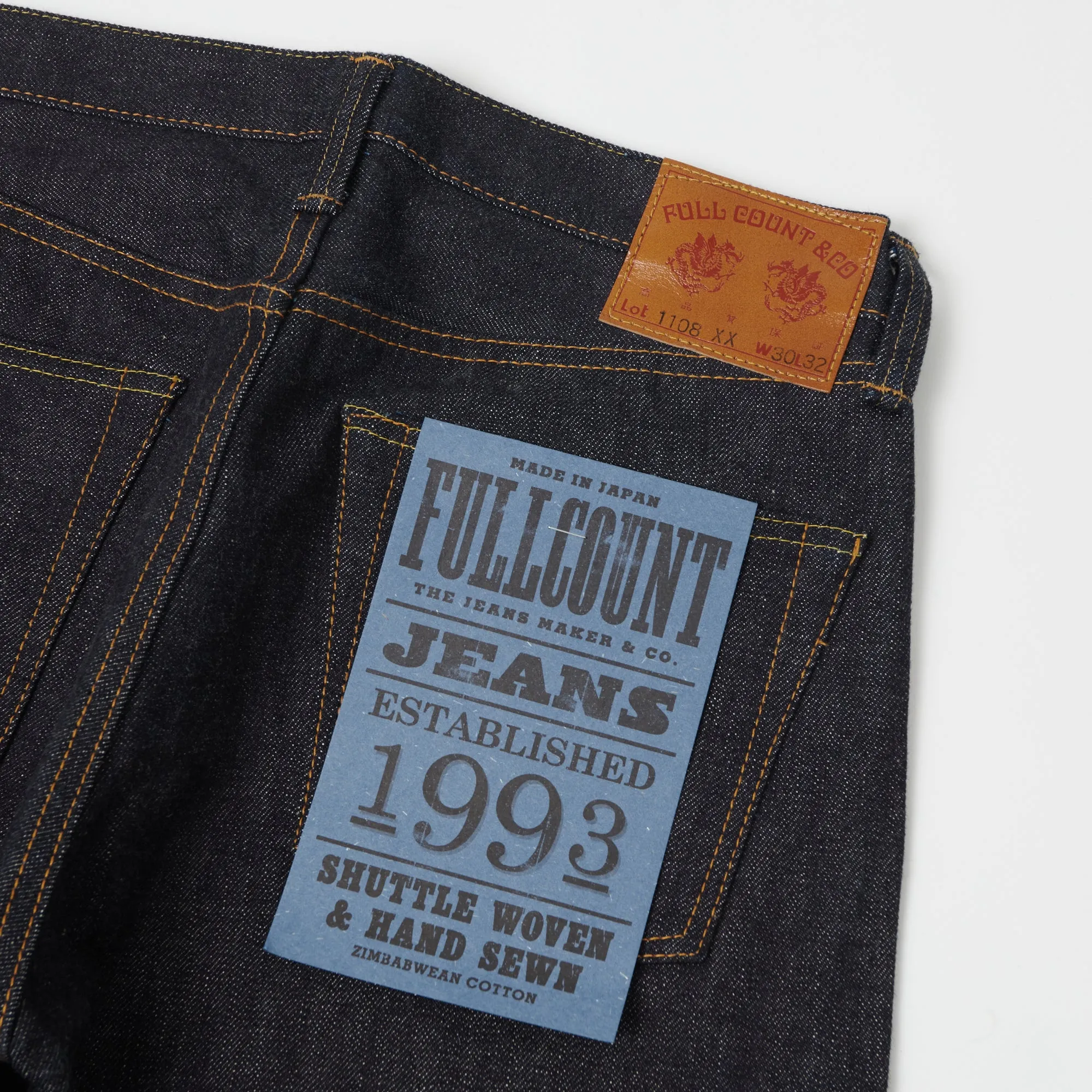 Full Count 1108XX 15.5oz 'Plain Pocket' Regular Straight Jean - Raw