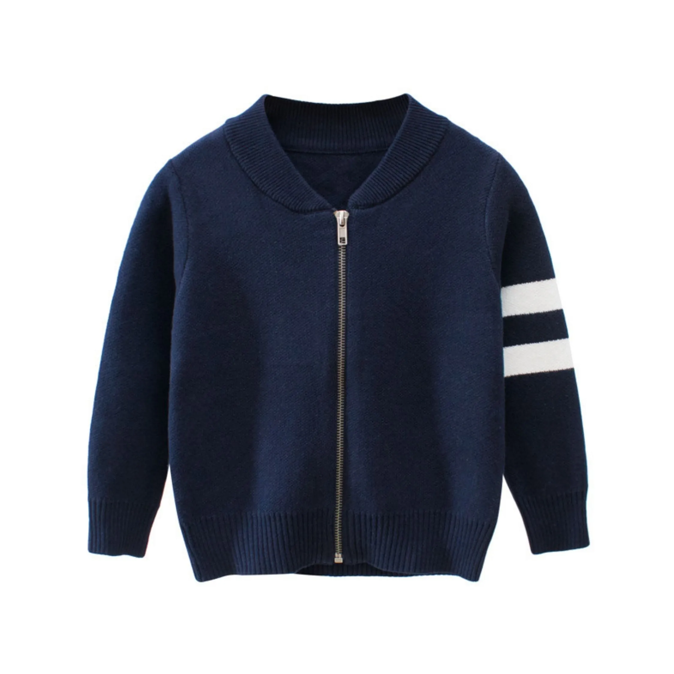 Full Sleeve Zip Through Front Boys Cardigan, Multicolour