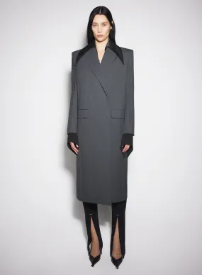 grey single-breasted wool coat