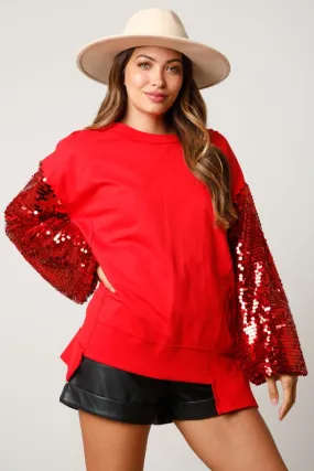 Holiday Glam Red Sequin Top