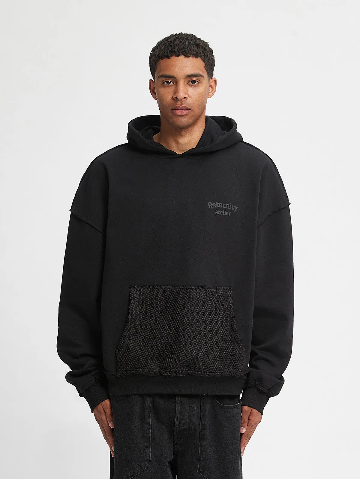 HOODIE WITH NET - BLACK