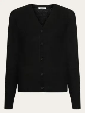 Lambswool V-neck Cardigan - Black Jet