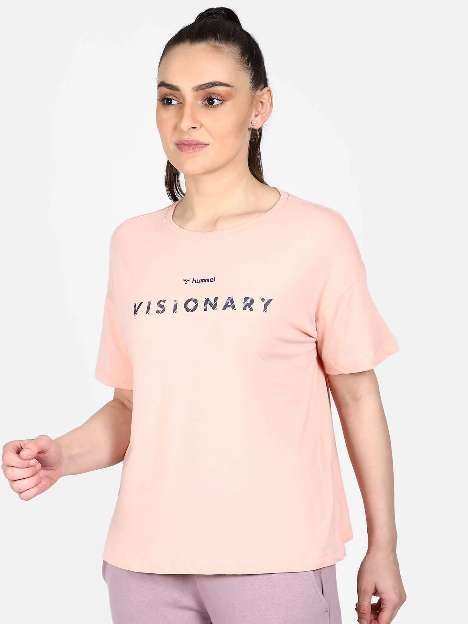 Lenka Women Cotton Pink T-Shirt