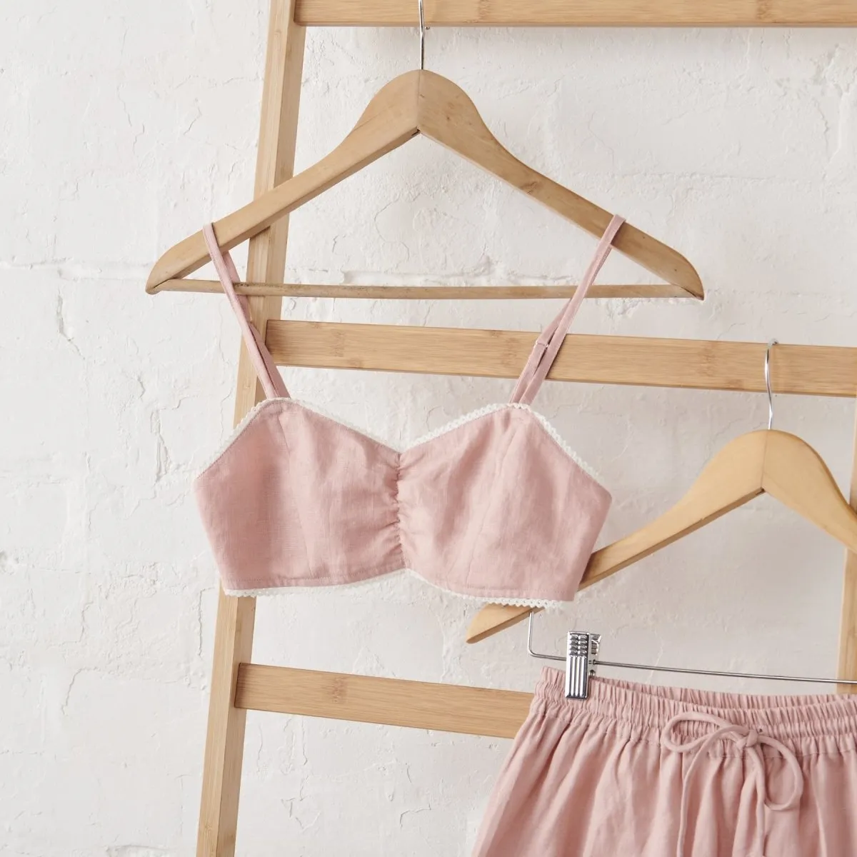 Linen Bralette and Short Set - Pink | Jade and May