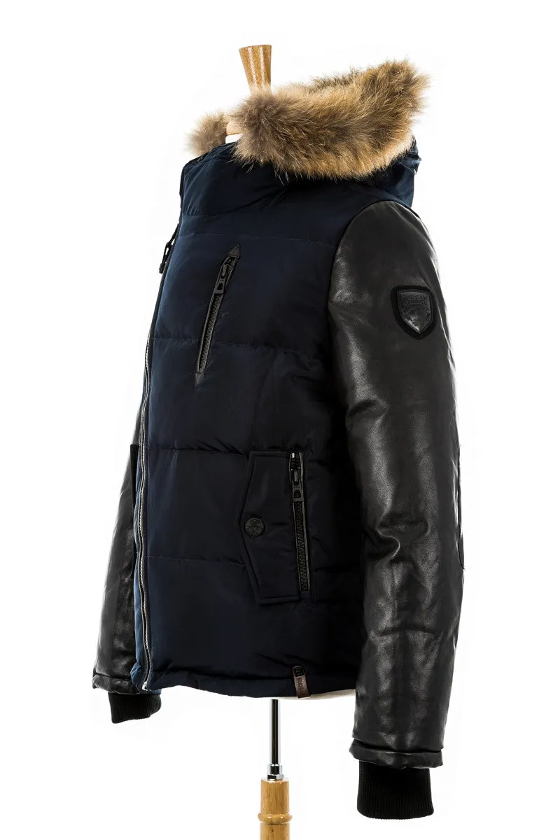 McQueen Leather Sleeved Bomber With Fur