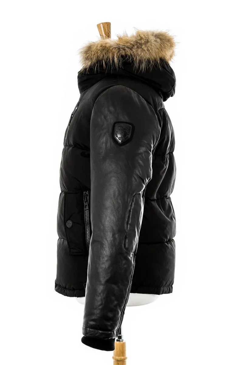 McQueen Leather Sleeved Bomber With Fur