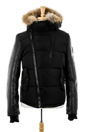 McQueen Leather Sleeved Bomber With Fur