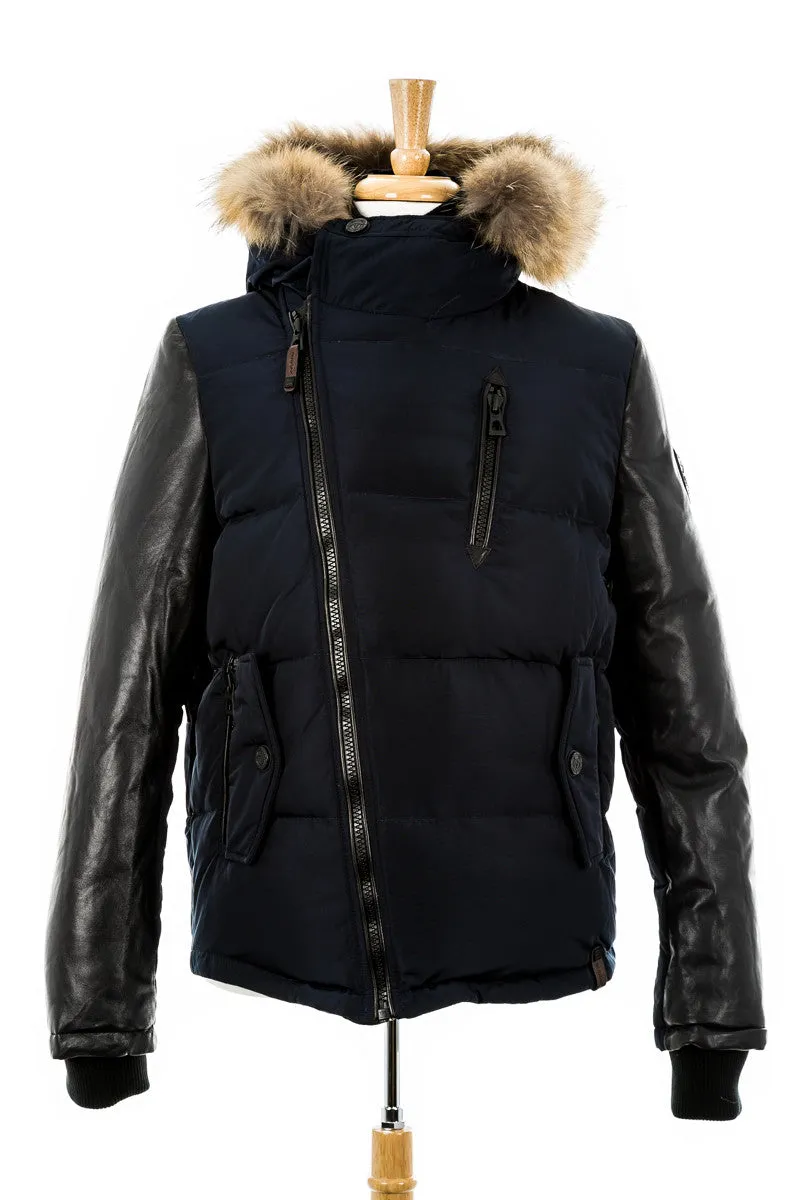 McQueen Leather Sleeved Bomber With Fur