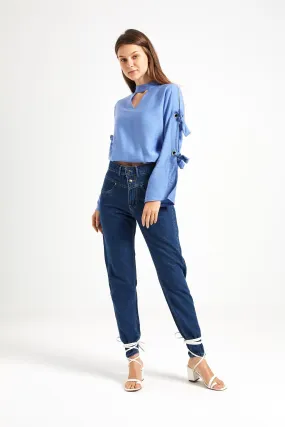 MOM FIT JEANS - DARK BLUE