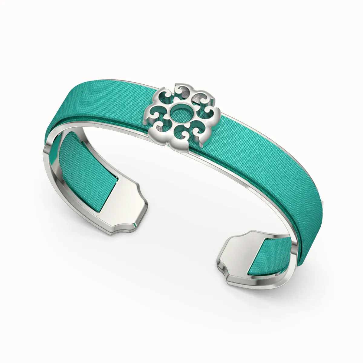 Nonya Blossom Silk Cuff - Shophouse Teal