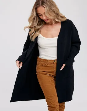 RIBBED OPEN FRONT CARDIGAN