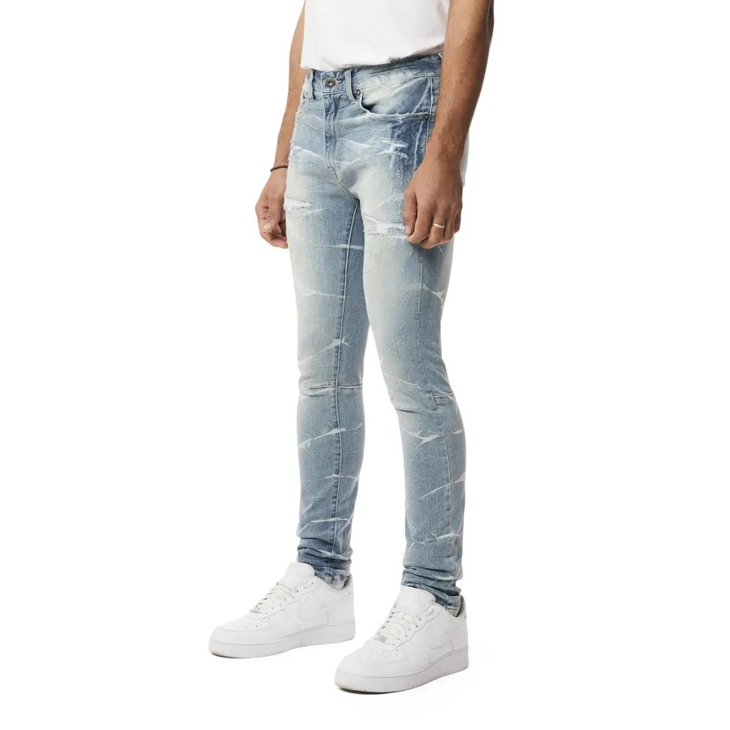 Rip & Repaired Lightning Washed Super Skinny Jeans - Elm Blue