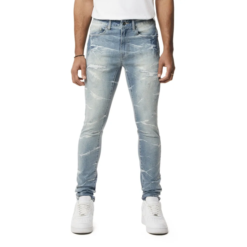 Rip & Repaired Lightning Washed Super Skinny Jeans - Elm Blue