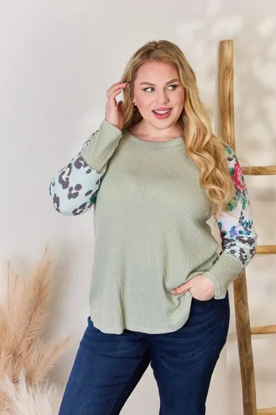 Sage Printed Round Neck Top (MADE IN USA)