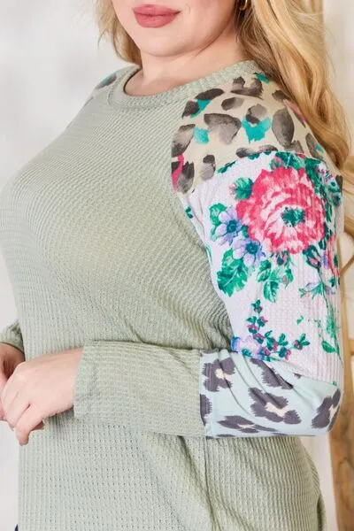 Sage Printed Round Neck Top (MADE IN USA)