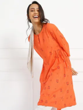 SPRING BLOOM ORANGE A-LINE KURTA