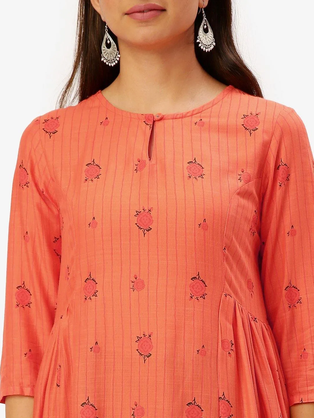 SPRING BLOOM ORANGE A-LINE KURTA