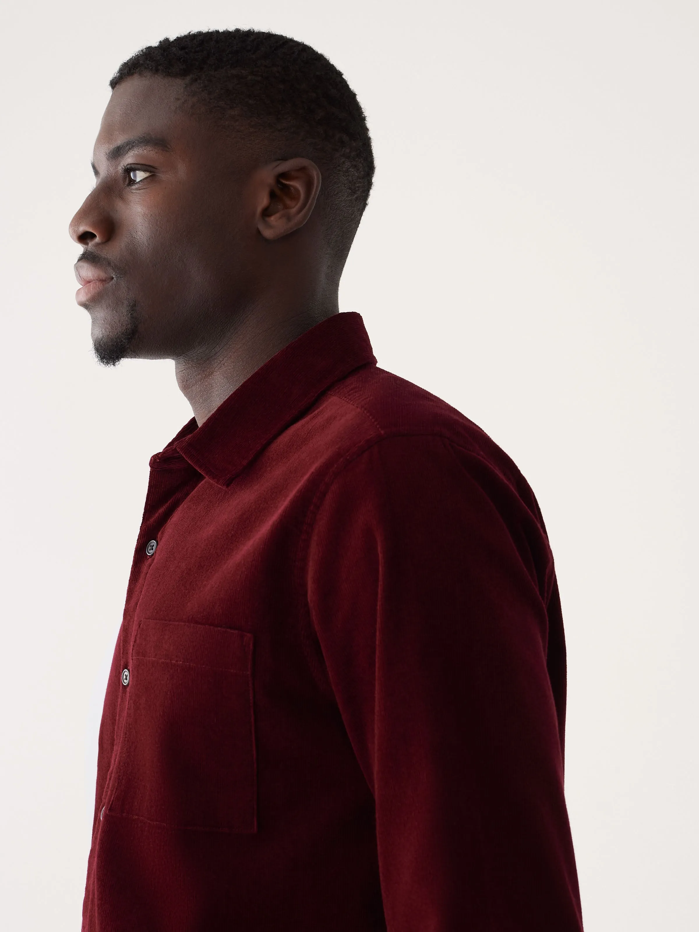 The Boxy Corduroy Shirt in Wine Red