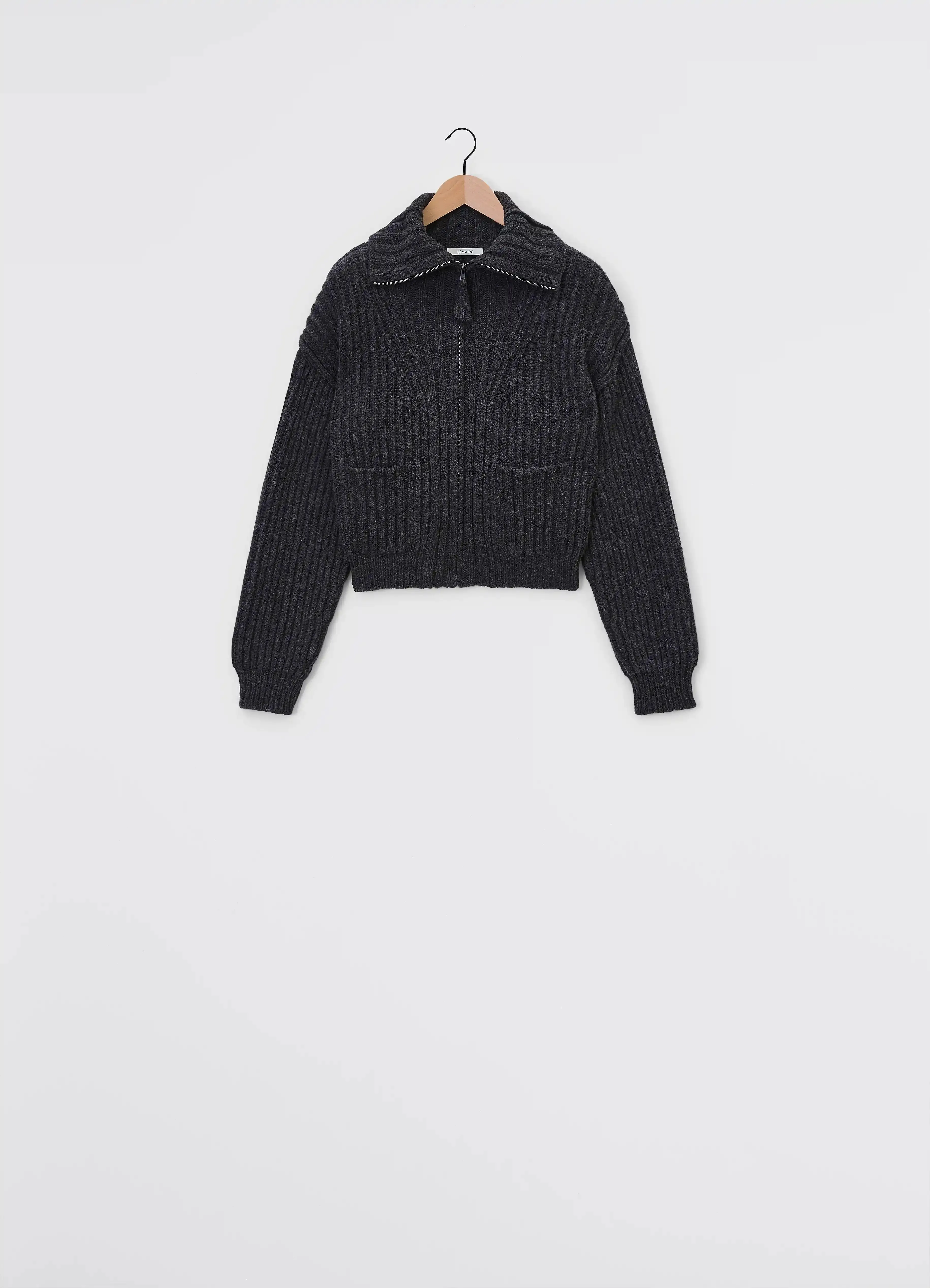 TRUCKER COLLAR ZIPPED CARDIGAN